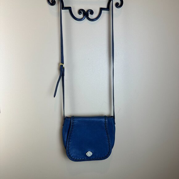 Nanette Lepore Crossbody Blue Pebble Leather purse. Ana Saddle Adjustable strap - Picture 1 of 16